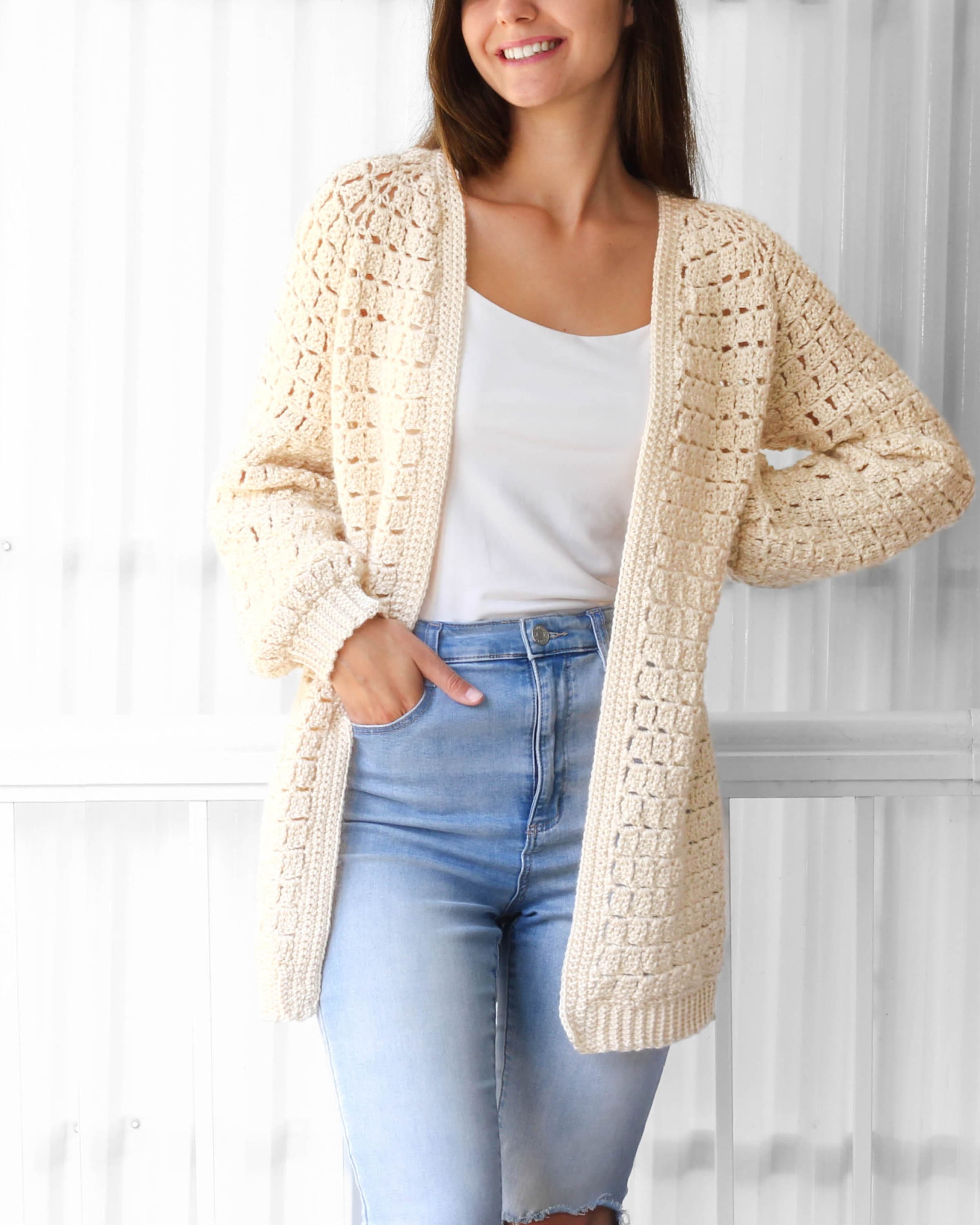 Mid-length Cardigan Raglan Crochet Pattern