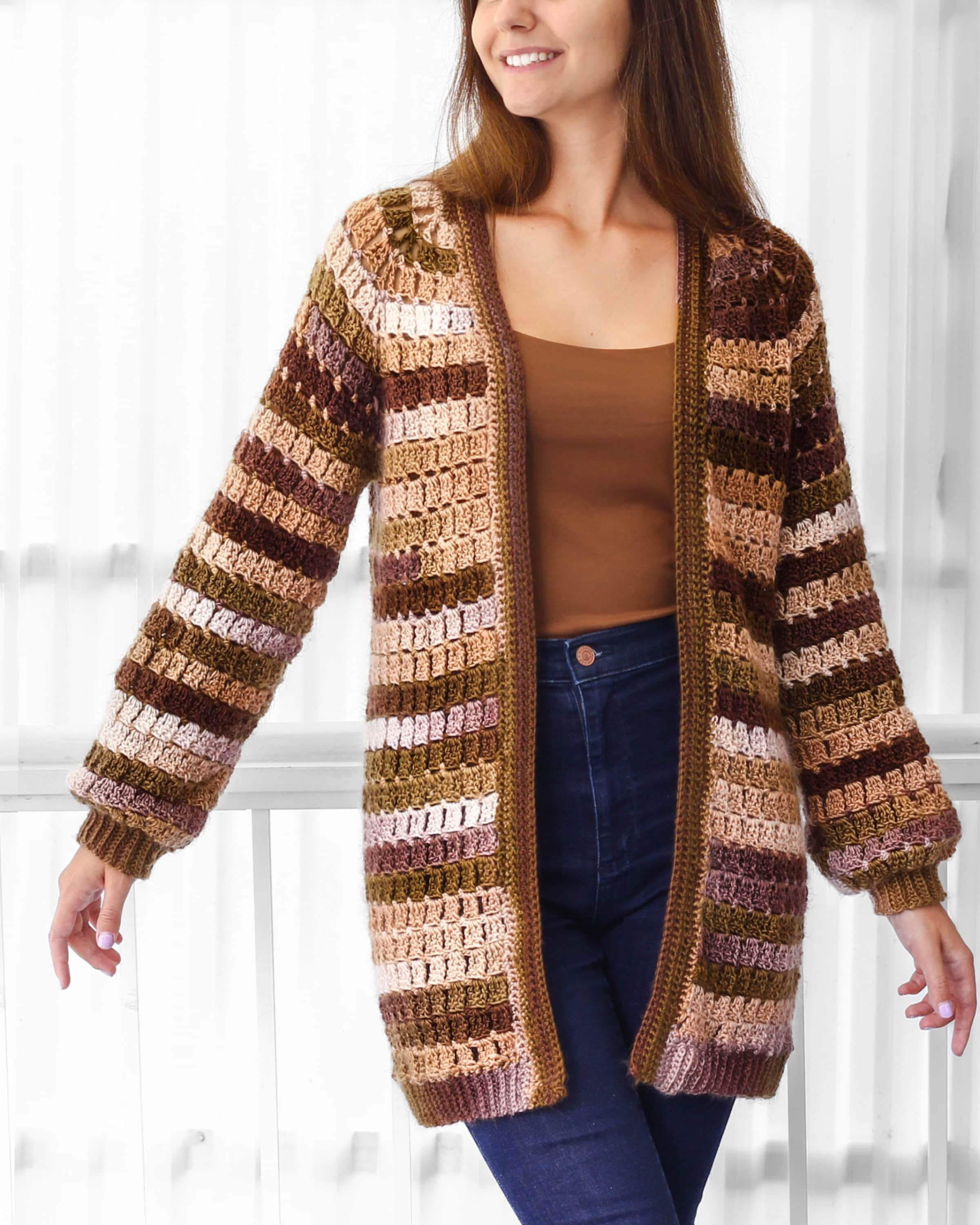 Mid-length Cardigan Raglan Crochet Pattern