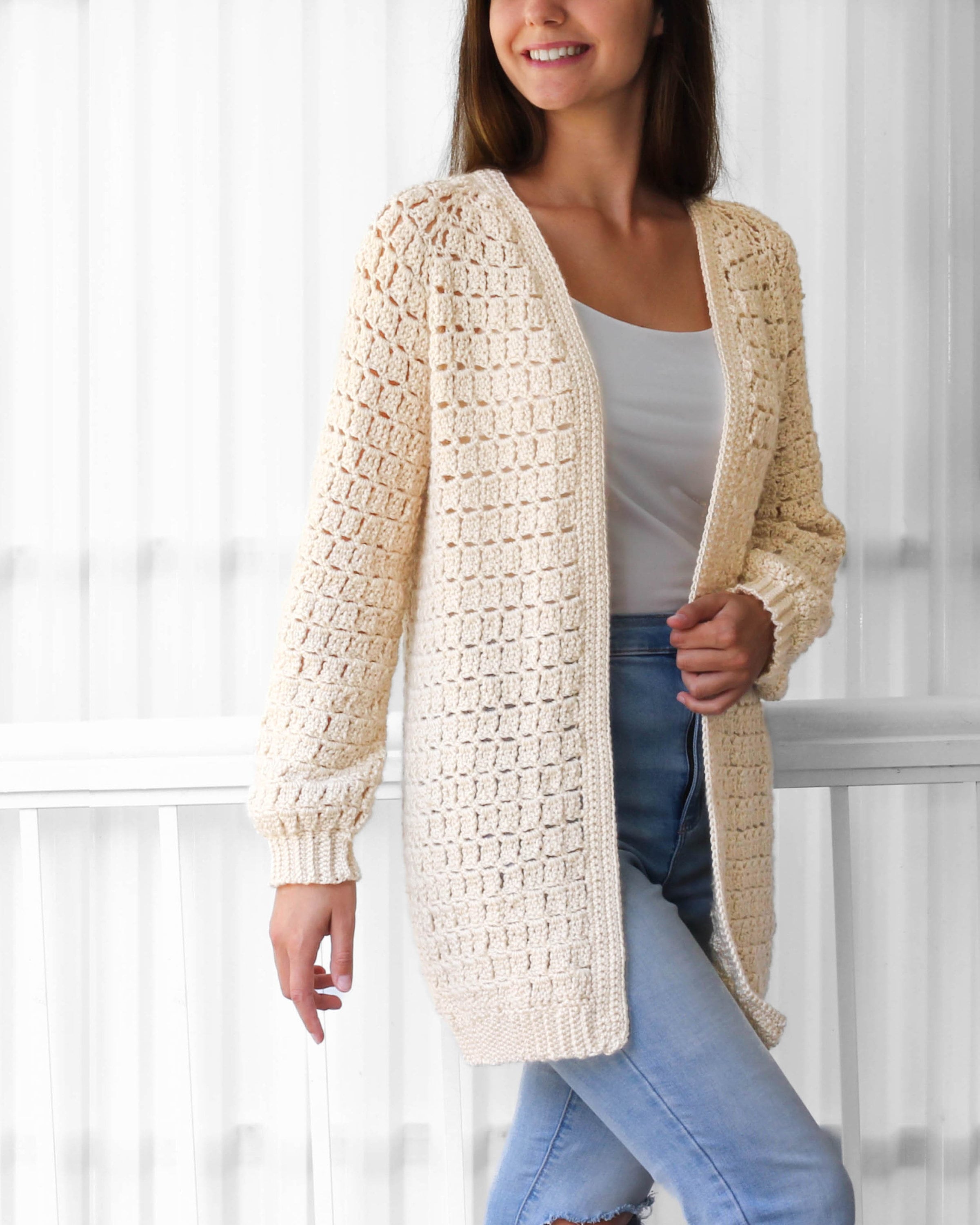 Mid-length Cardigan Raglan Crochet Pattern