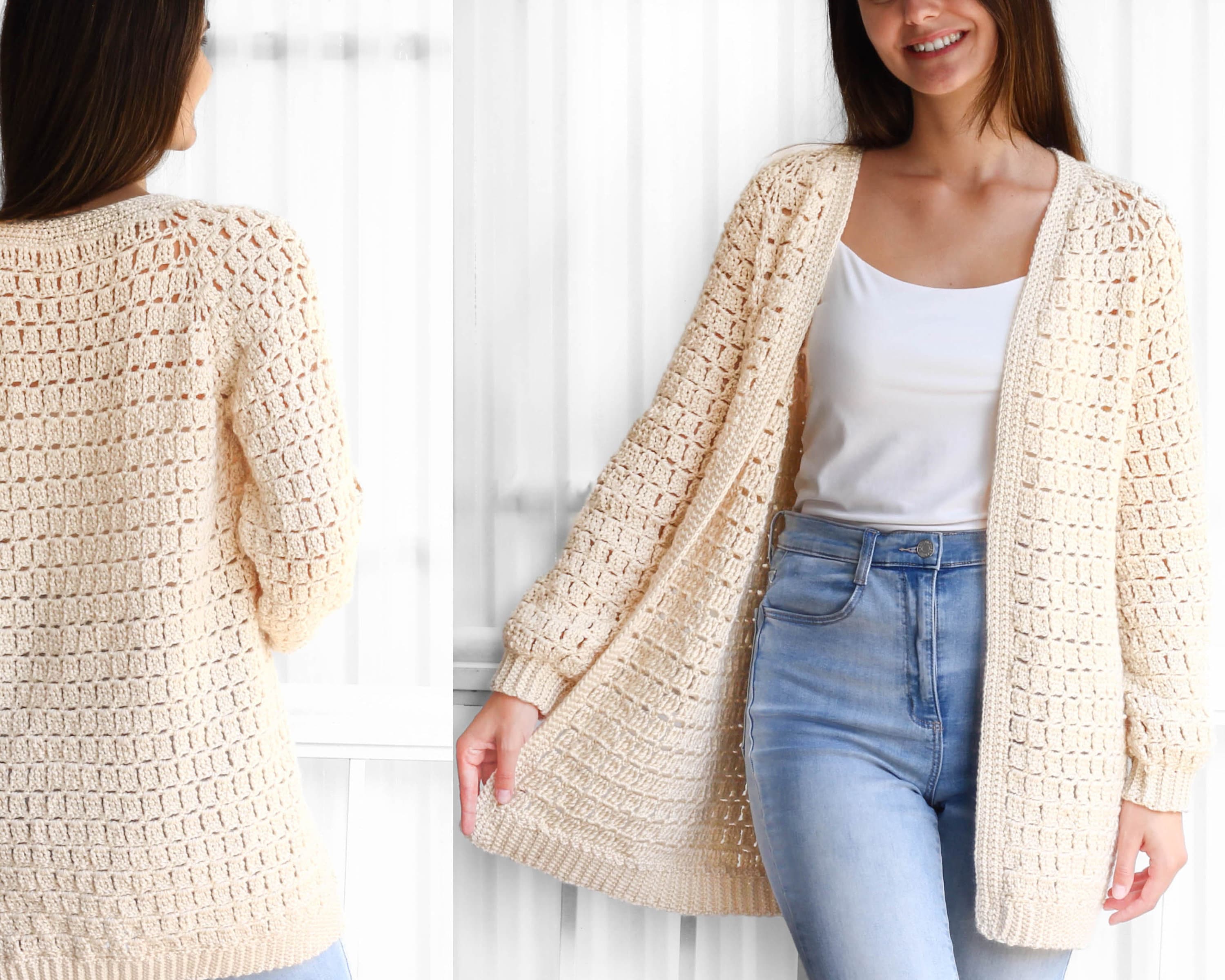 Mid-length Cardigan Raglan Crochet Pattern