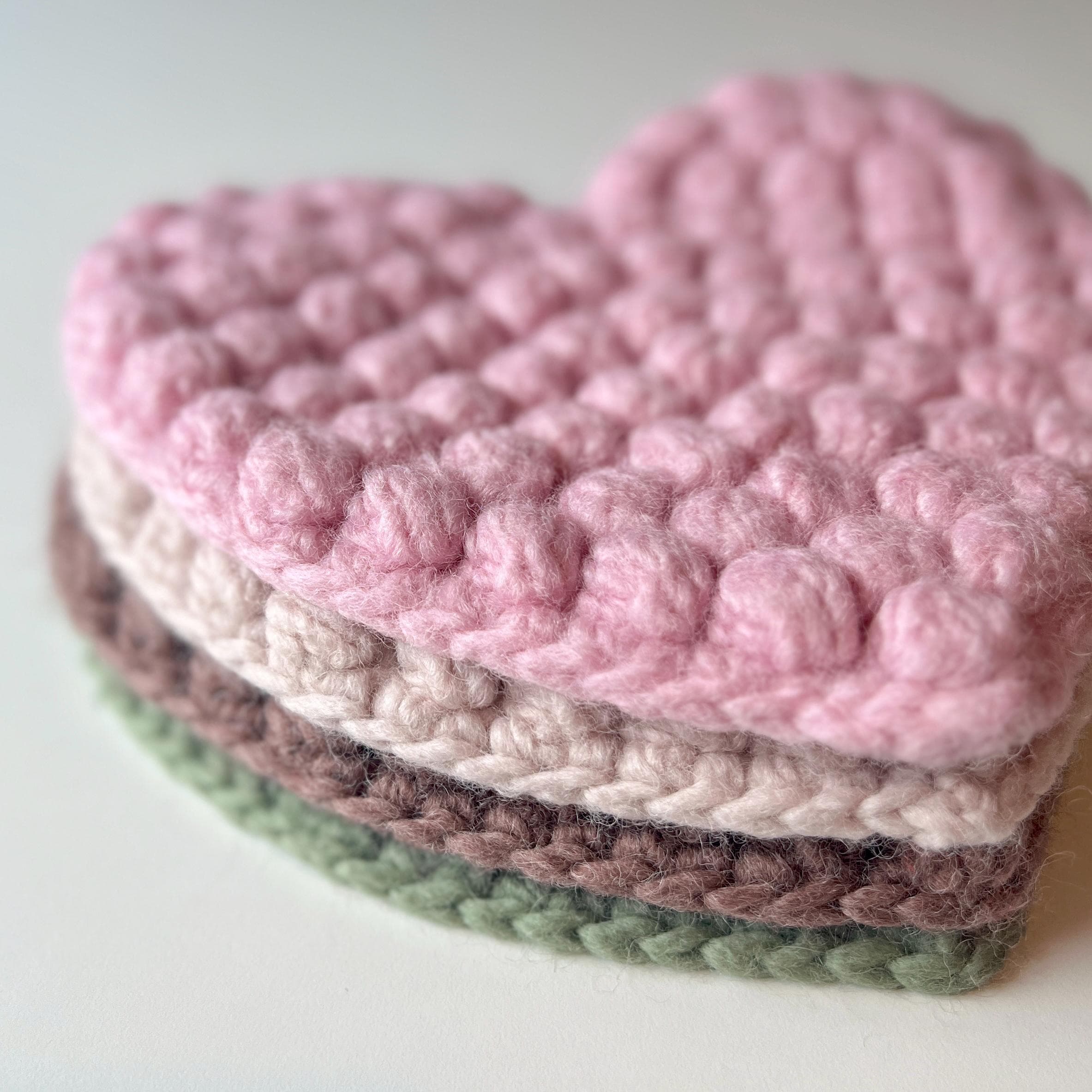 Cute Heart Coaster Crrochet Pattern